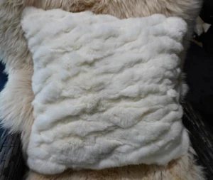 Thick Soft & Luxurious - A 50 cm Square Pure White Rex Lapin Cushion Cover - Picture 1 of 5