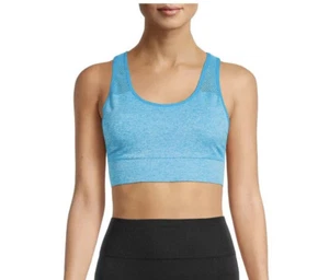 Womens AVIA Seamless Sports Bra Size Medium 8-10 Minimum Support Pads Blue New - Picture 1 of 8