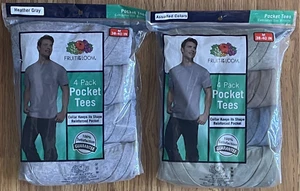 Fruit of the Loom Men's Tag Free Pocket Crew Neck T-Shirt 2 Packs of 4, Medium - Picture 1 of 4