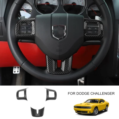 Interior Steering Wheel Cover Trim for Dodge Charger Challenger 2009-2014 Carbon - Image 1 of 4