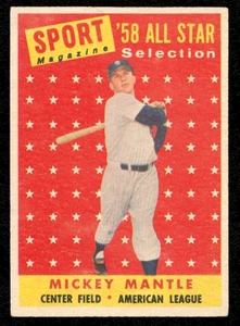 1958 Topps #487 Mickey Mantle como gran centrado Just Wear icono de los Yankees de Nueva York - Imagen 1 de 2