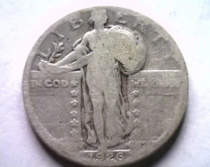 1926-S STANDING LIBERTY QUARTER GOOD G CLASHED DIE OBVERSE / REVERSE ORIGINAL - Picture 1 of 2