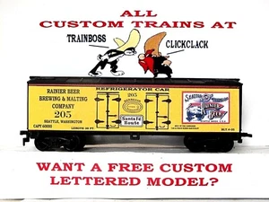 HO SCALE CUSTOM LETTERED RAINIER BEER DOUBLE DOOR REEFER LOT E🍺🍺🍺🍺 - Picture 1 of 10