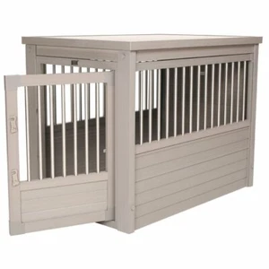 Wooden Dog Crate Table Decorative Pet Cage End Table Small Gray Furniture New - Picture 1 of 5