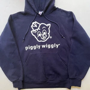 Vintage Piggly Wiggly Hoodie Herren Small Jerzees NuBlend Navy I'm Big on the Pig - Bild 1 von 7