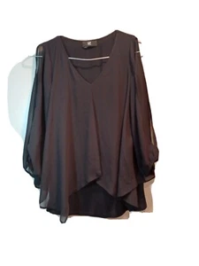 IZ Byer Women's Black Double Layered Dressier T-shirt Size XS - Picture 1 of 3