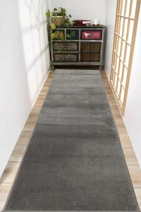 Custom Size Euro Collection Gray Color Medium Pile Washable Non Slip Runner Rug - Picture 1 of 3