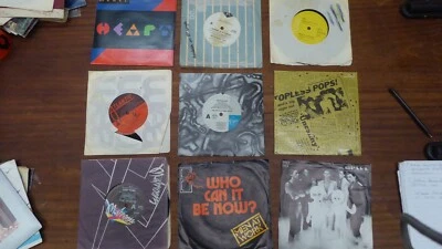 9 SINGLES 45 EP RECORDS BONEY M HEART ABBA SPORTS MI-SEX MEN AT WORK SMALL TOWN - Image 1 of 4