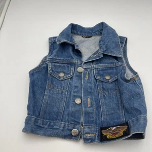 Harley Davidson bambino taglia 2T gilet denim senza maniche logo unisex - Foto 1 di 13