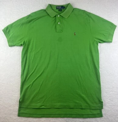 Ralph Lauren Polo мужской большой лайм зеленый вышитый короткий рукав 100 хлопок ЧИТАЙТЕ - Изображение 1 из 4