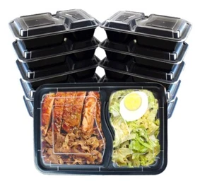 10 x WIEDERVERWENDBARE 32oz (947ml) MEAL PREP 2-FACH BEHÄLTER + DECKEL | LUNCHBOXEN - Bild 1 von 4
