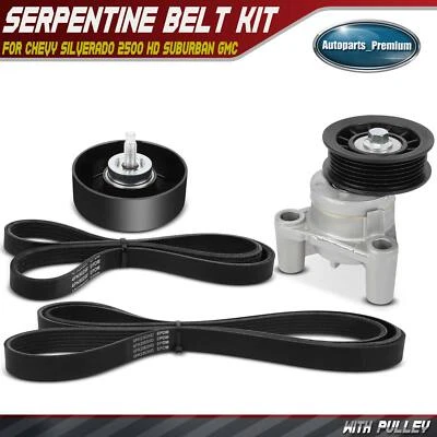 4x Serpentine Belt Drive Component Kit for Chevy Silverado 2500 HD Suburban GMC - Image 1 of 4