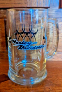 Harley Davidson - Clear Glass 16 Ounce Beer Mug / Pint Tribal Pattern W/Logo - Picture 1 of 2