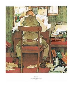 Norman Rockwell Accounting print "TAXES" IRS CPA CFA income 11x15" Accountant