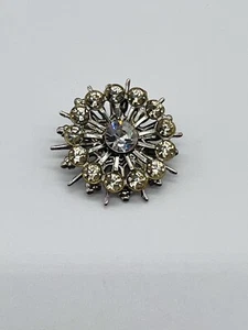SPILLA VINTAGE SPILLA STELLA SCOPPIO FORMA FIOCCO DI NEVE CON TUTTI GLI STRASS TRASPARENTI - Foto 1 di 5