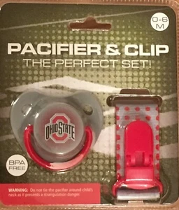 PACIFIER & CLIP Set ~ Ohio State University OSU ~ 0-6 months - Picture 1 of 2