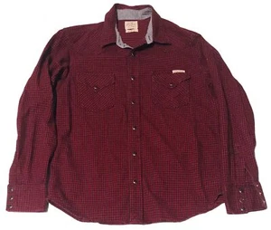 Lucky Brand Herren rot schwarz kariert Flanell Langarm Knopfleiste Western Hemd Medium - Bild 1 von 5