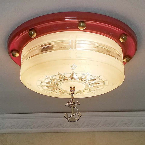 425 Antique Vintage 40s 50s Nautical Ceiling Light Shade Lamp Fixture Maritime Cover