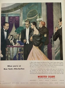 1947 vintage Webster cigars print ad. when You’re At New York Ritz-Carlton.  - Picture 1 of 1