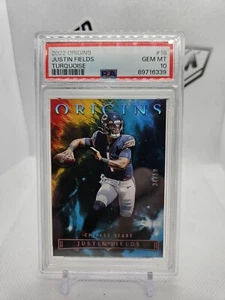 Justin Fields 2022 Panini Origins #18 Turquoise /50 SSP PSA 10 Bears Steelers - Picture 1 of 2