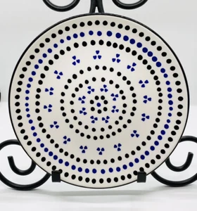 Baum Brothers Ikat Four Salad Dessert Plates Black & Blue Geometric Print 8” Dia - Picture 1 of 6