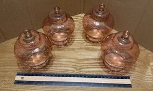 4Vtg HOMCO Home Interiors Celeste Pink Glass Peg Votive Cup Candle Holders - Picture 1 of 6