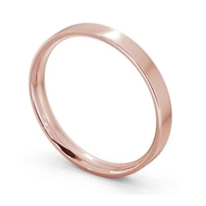 2mm 18ct Red Rose Gold Plated Silver Flat Court Ring Easy Fit Wedding Band - Picture 1 of 1