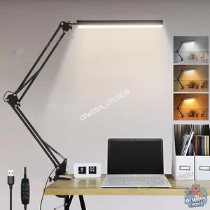 LED Schreibtischlampe mit Clip Flexibler Arm 3 Lichtmodi Dimmbar Tischleuchte - Bild 1 von 10