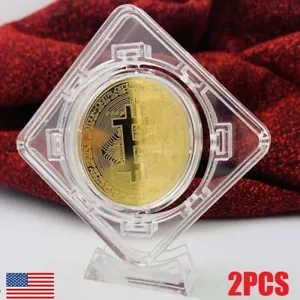 2Pcs 3D Coin Display Case Stand Rotatable Floating Coin Capsules Protector 40mm - Picture 1 of 11