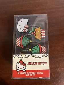 12er Set Hello Kitty Weihnachten Duschvorhang Haken Rot Grün Bäume Cupcakes - Bild 1 von 7