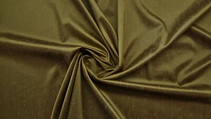 Discount Fabric FAUX SILK DRAPERY Olive Yellow Shantung Dupioni Drapery - Picture 1 of 1