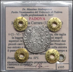Padova Jacopo II da Carrara Carrarino da 2 soldi Monete antiche medievali - Foto 1 di 5