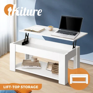 Oikiture Coffee Table Lift Up Top Modern Tables Hidden Book Storage White - Picture 1 of 10