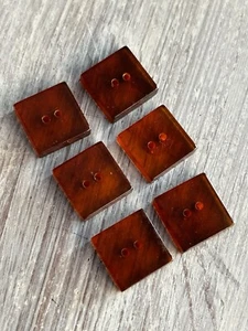 Vintage quadratische Knöpfe Faux Schildpatt 6er Set - Bild 1 von 4