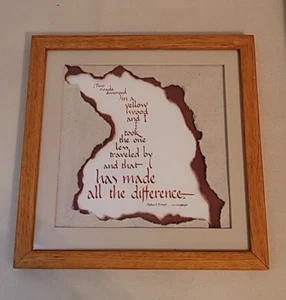 Robert Frost Poem quote -10.5" x 10.5" framed art/sign The Road Less Traveled - Picture 1 of 22