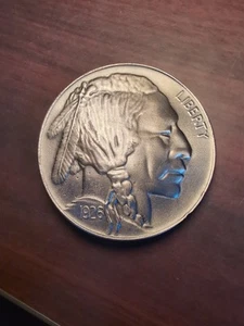 Vintage Great American Buckle Company Buffalo Indian Head Nickel Belt Buckle - Picture 1 of 17