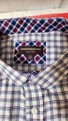 Johnston & Murphy Plaid Button Down Oxford Shirt Long Sleeve Flip Cuff Size XXL  - Image 1 of 4