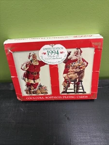 COCA COLA SANTA CLAUS DOUBLE DECK PLAYING CARDS IN TIN BOX 1994 LIMITED EDITION - Picture 1 of 4