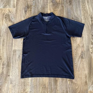 Roger Federer Uniqlo Shirt Herren Large schwarz Dry-Ex 1/4 Zip Tennis Oberteil sportlich - Bild 1 von 7