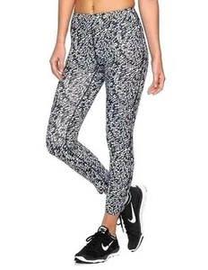 NIKE Black & White Printed PRONTO Dri-Fit Cropped Running Leggings S - Picture 1 of 5