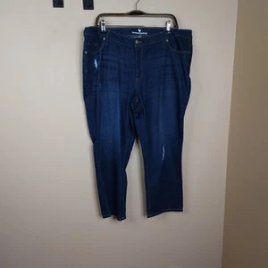 Pantalones de mezclilla ajustados rectos recortados Woman Within en lavado oscuro talla 18W - Imagen 1 de 10