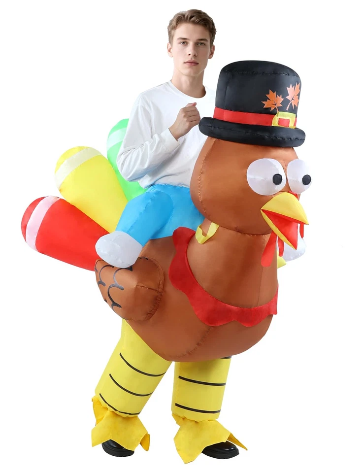 充气土耳其服装成人感恩节爆破服装男式女式滑稽... — 第 1/4 张图片