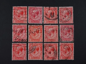 GB KGV 1 PFENNIG, 1d ROT GEMISCHTE FARBTÖNE X 12 GEBRAUCHTER ZUSTAND - Bild 1 von 3
