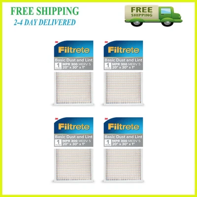 Filtro de aire Filtrete 20x30x1, MPR 300 MERV 5, Reducción de polvo Clean Living, 4 piezas Foto 1 de 4