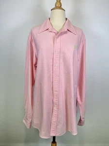 Ralph Lauren Men's XL Pink Cotton Oxford Button Down Shirt Vintage 06 Custom Fit - Picture 1 of 13
