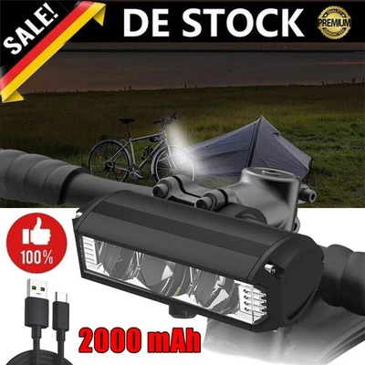 LED Mountain Bicycle Light Bicycle Lamps Bicycle Lighting 2000mAh Front Torch DE - Image 1 of 4
