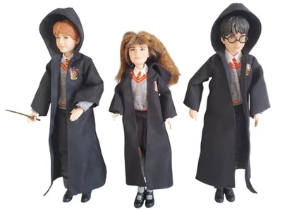 Harry Potter Hermione Ron Poupées Mattel 25cm Gryffondor Cape Tenue Baguette LOT - Photo 1/4
