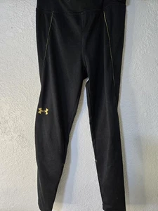 Under Armour Leggings Niñas 6X Negro Dorado Logo Pantalones Atléticos Elastizados Yoga - Imagen 1 de 9