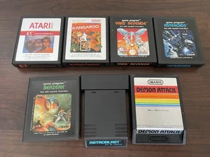 Lot of 7 Atari 2600 Video Games, Kangaroo, E.T., Yars' Revenge, Berzerk, Tested - Picture 1 of 11