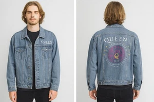 Queen Adam Lambert Rhapsody Tour 2019 Denim Jacket Medium Concert Band Merch - Picture 1 of 13